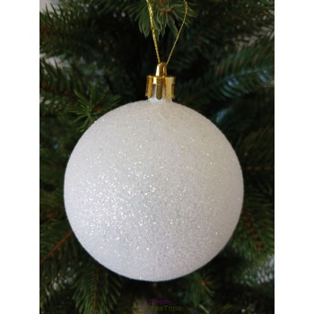 Новогодний шар "Блестки" Ø80мм белый, цена за набор 4шт